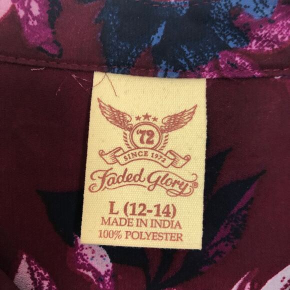 Faded Glory Button Down Floral Top L - Picture 2 of 11